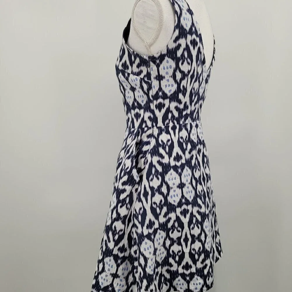 GAP Ikat Print Linen Fit & Flare Dress